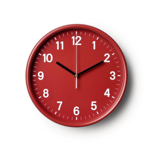 Red Wall Clock on White Background AI Generated