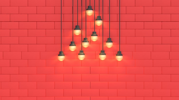 red wall and light suspension abstract 