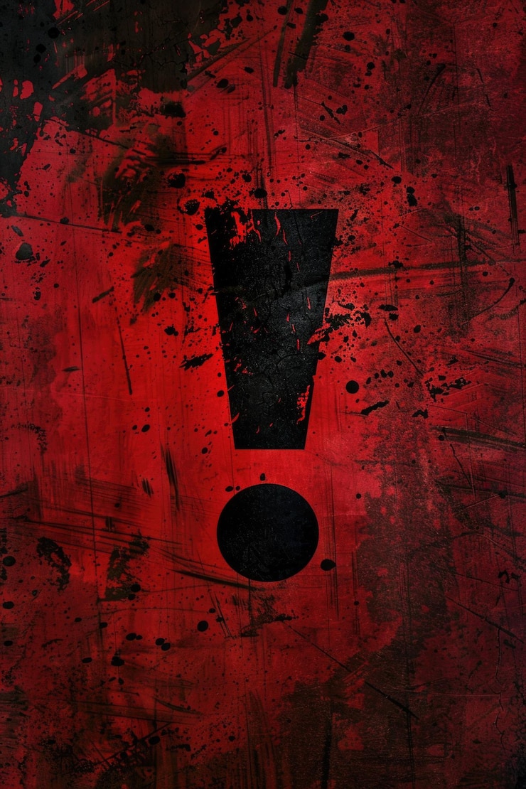 Photo a red wall with a black exclamation mark symbol