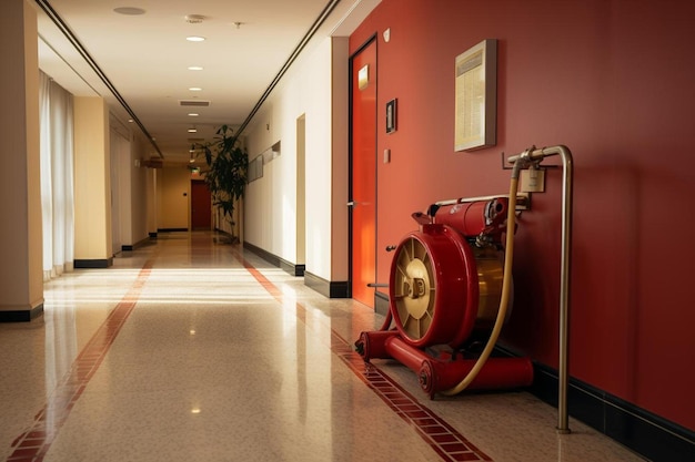 Photo a red wall with a clock on it