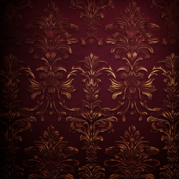 Photo a red wall with gold leaf patterns and a dark red background.
