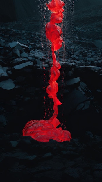 a red water feature in the upper left corner of the image is a red stream.