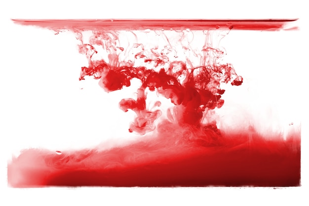 Red watercolor ink drop splash diffuse