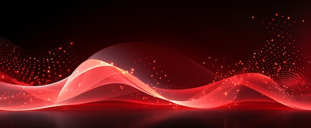 Red wavy lines gradient dark background Abstract technology big data digital background 3D render