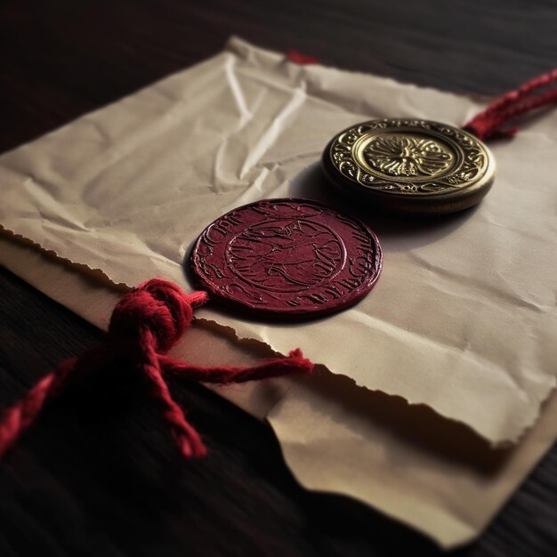 Photo red wax seal or stamp isolated