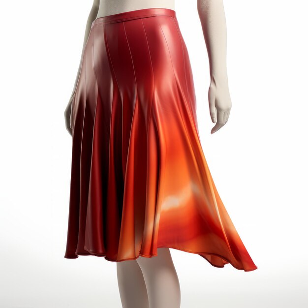 Foto red wax skirt abito versatile con airbrushing digitale e rotazione metallica