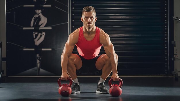 Photo red weight kettle bell