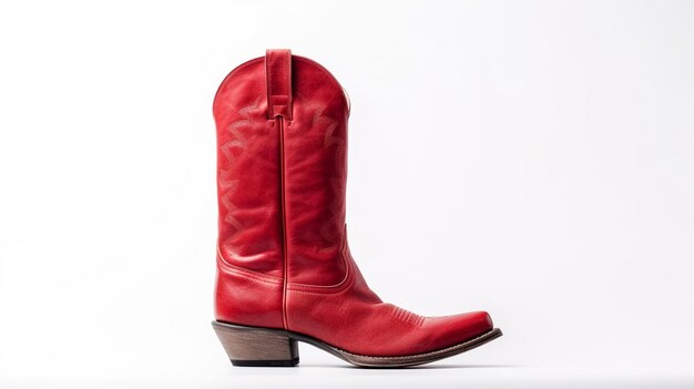 Red Western Boots isolated on flat white background with copy space for advertisement