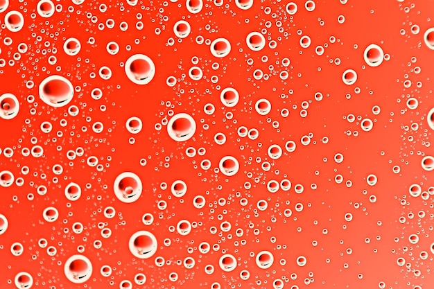 Photo red wet background / raindrops to overlay on a window, weather, background drops of water rain on a glass transparent