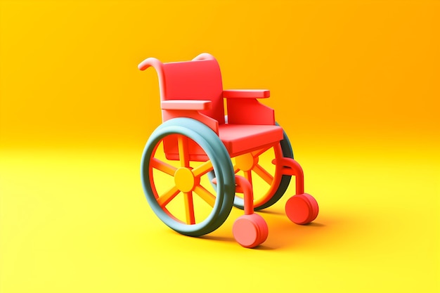 휠체어라는 단어가 적힌 빨간 휠체어