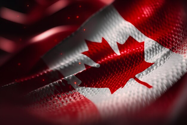 Red and white 3D Render Minimalist Canada flag bokeh background with minimalist symbol Generative AI