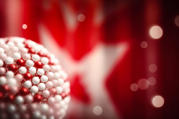 Red and white 3D Render Minimalist Canada flag bokeh background with minimalist symbol Generative AI