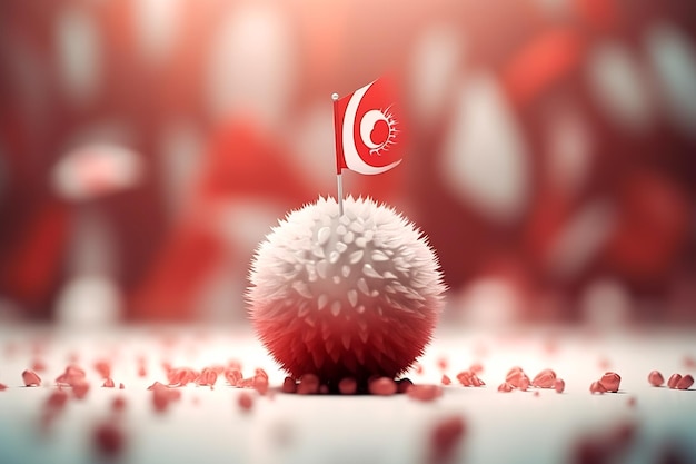 Red and white 3D Render Minimalist Turkey flag bokeh background with minimalist symbol Generative AI