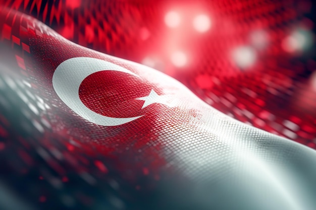 Red and white 3D Render Minimalist Turkey flag bokeh background with minimalist symbol Generative AI