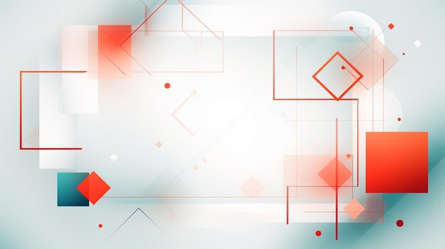 a red and white abstract background with a red square and a red square in the middle