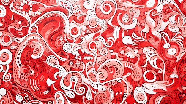 red and white abstract flower pattern