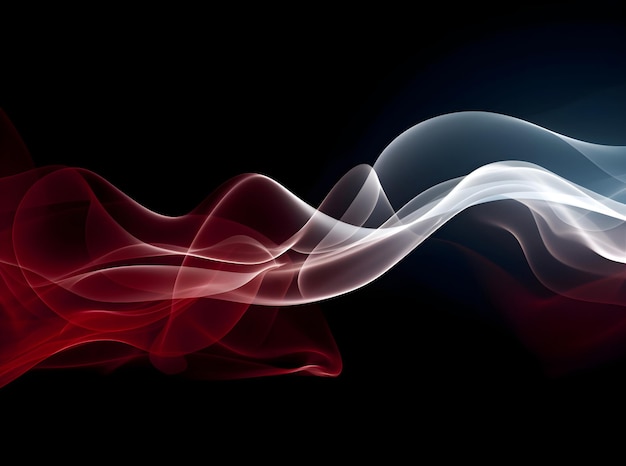 Red and white abstract smoke on black background