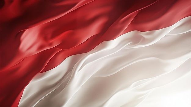 Red and white background waving national flag of Indonesia waved Generative Ai