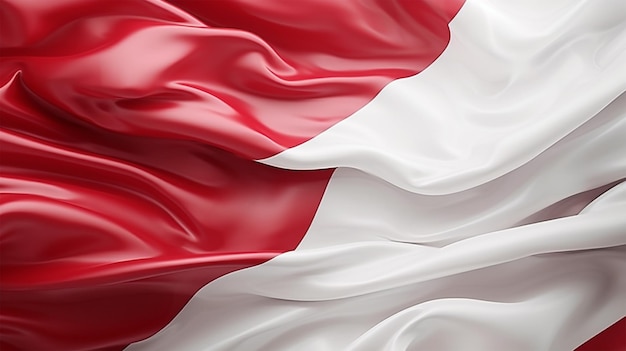 Red and white background waving national flag of Indonesia waved Generative Ai