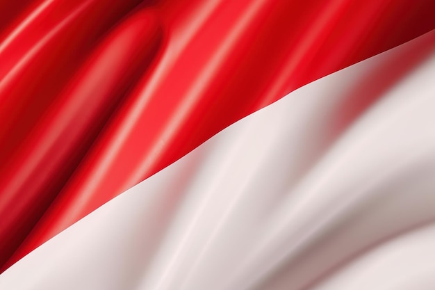 Red and white background waving national flag of Indonesia waved highly detailed closeup