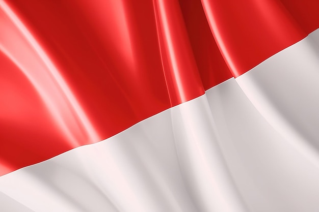 Red and white background waving national flag of Indonesia waved highly detailed closeup