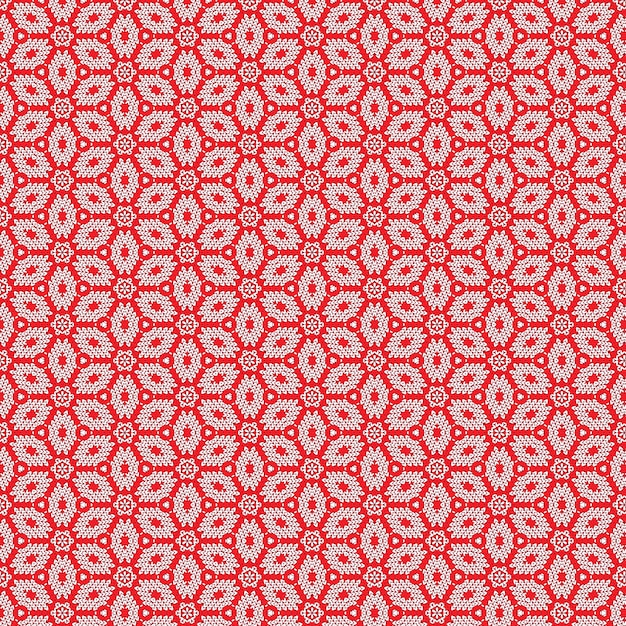 A red and white background with a pattern of flowers and leaves