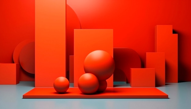 A red and white background with a red ball on the left and a red background with a white border.