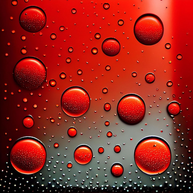 A red and white background with water drops on it.