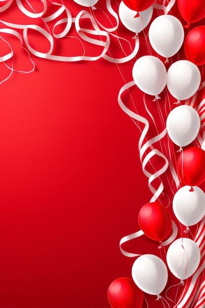 red and white balloons confetti concept design happy independence day background