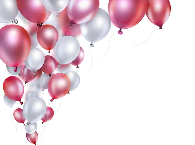 Red and white balloons on white background