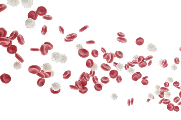 Red and white blood cells isolated on background. Medical concept. 3d illustration