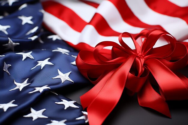 Photo red white blue american flag ribbon and