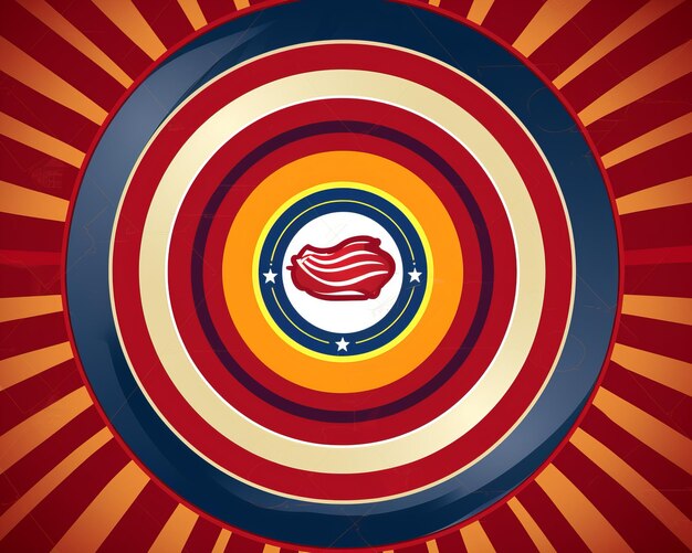 a red white and blue background with a target in the center