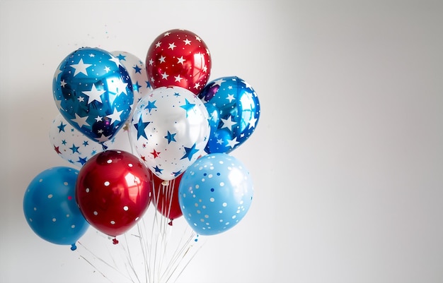 Red white and blue balloons with Stars and Stripes Independence day decoration