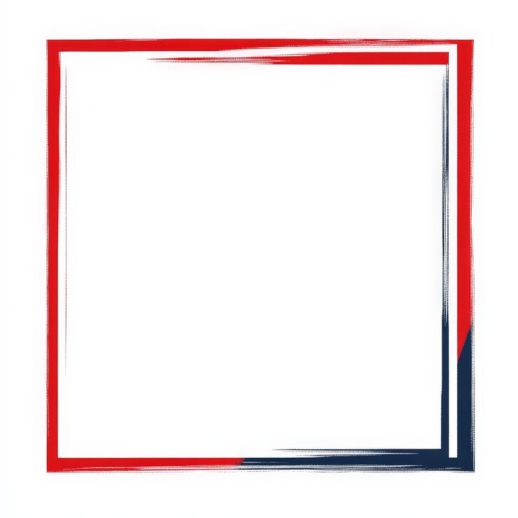 Photo red white and blue border frame on blank background