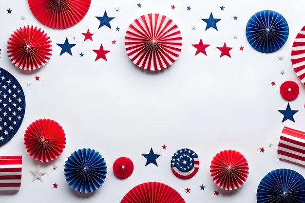 Red, white, and blue circles with the words