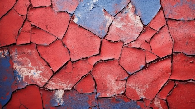 red and white blue crack and damaged wall