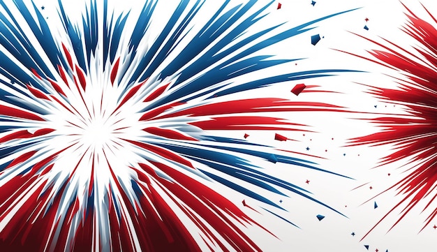 A red, white and blue fireworks burst in the air.