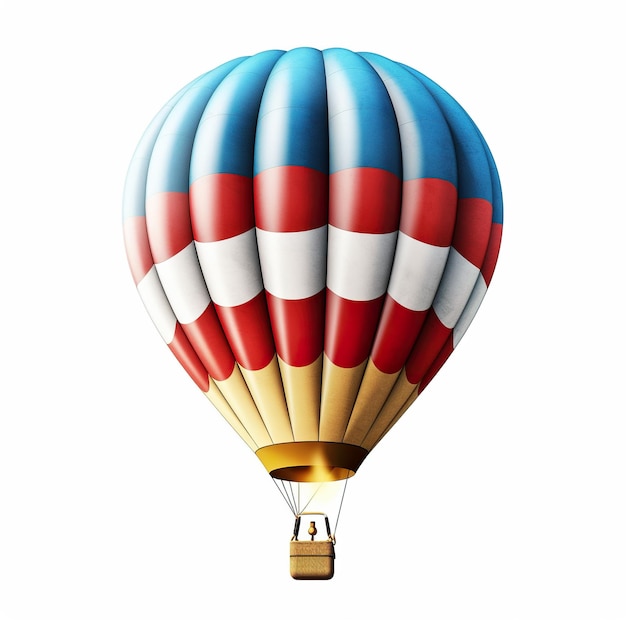 Photo a red white and blue hot air balloon generative ai image