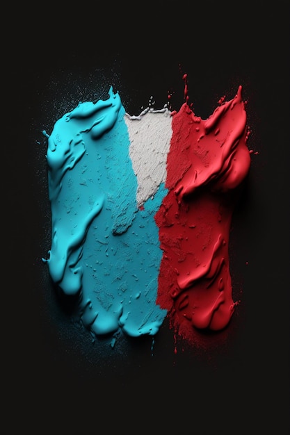 Red white and blue paint on a black surface generative ai