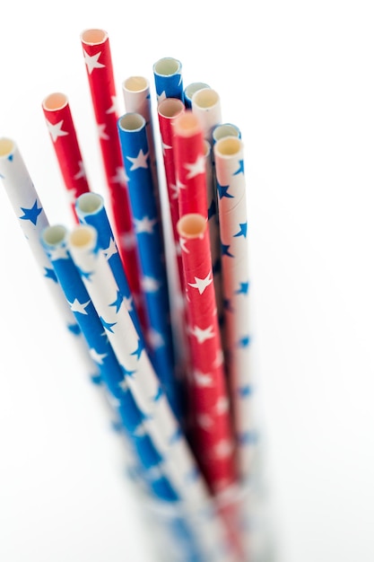 Red, white and blue paper straws with stars.