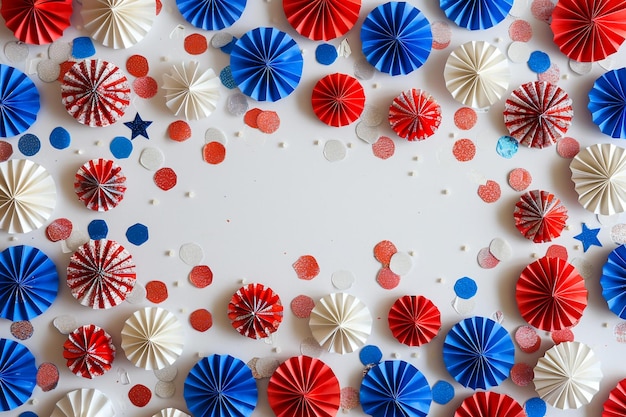 red white and blue patriotic flags with a heart shaped frame