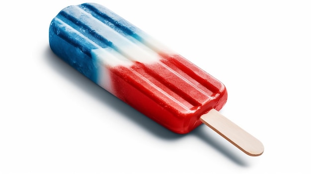 白い背景に分離された赤白と青のアイスキャンディー生成 AI