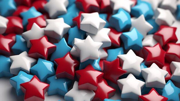 Red white and blue stars 3D rendering Generative AI