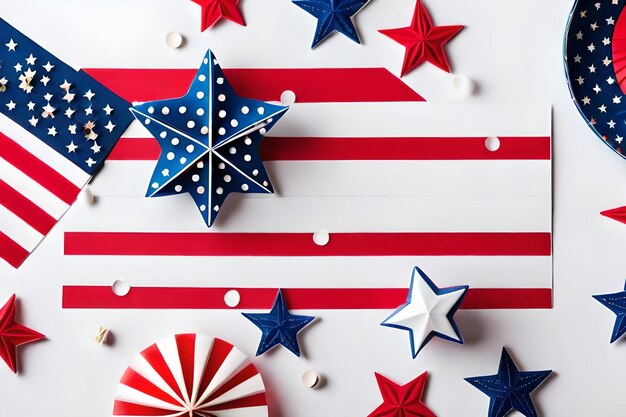 Red, white and blue stars and stripes on a white background.