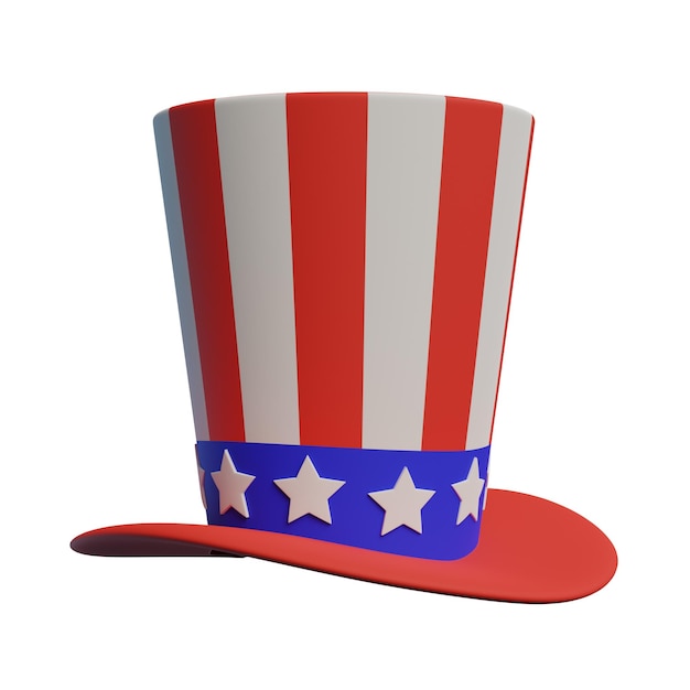 Photo a red, white and blue top hat with stars and stripes is displayed.