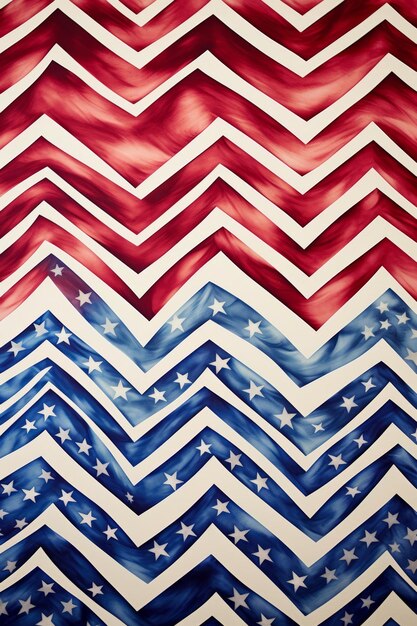 Photo red white and blue wave pattern with stars