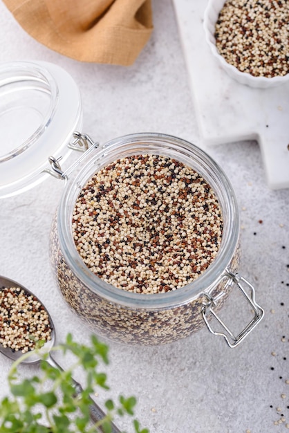 Red white and brown quinoa