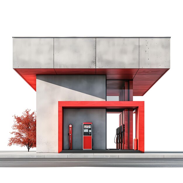 Photo a red and white building with a red door and a red door