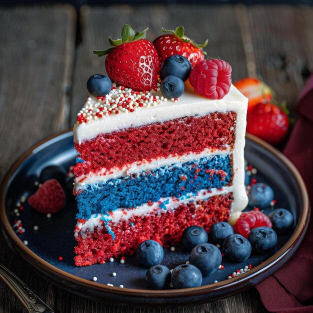 A red and white cake with blue stars on top th july cake